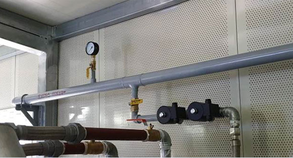 Installation of gas piping in combined heat and power generation room 